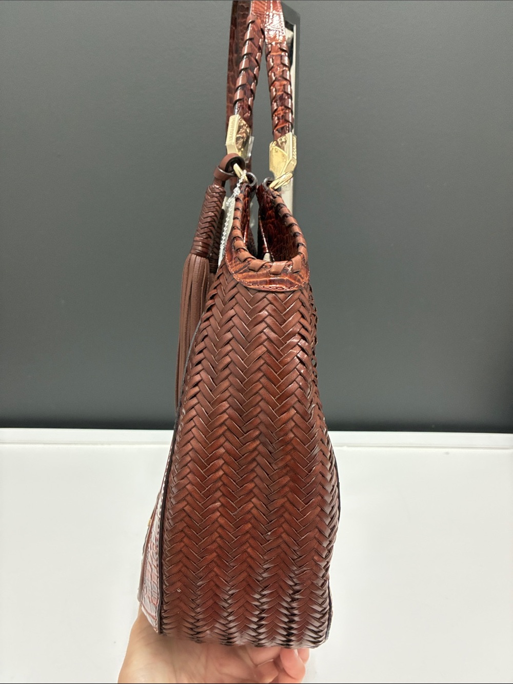 Brahmin NWT Croc-Embossed Hobo Shoulder Bag - Picture 2 of 9